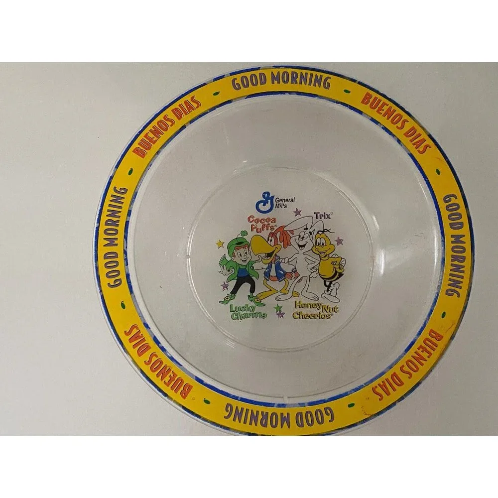 General Mills Cereal Squad Clear Cereal Bowl Good Morning Vintage Rare Good Cond